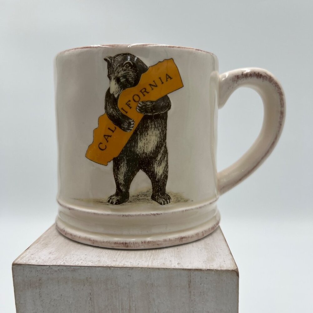 - California Bear Hugging Coffee Mug cup yellow brown
